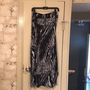 Animal print maxi skirt with 2 leg slits